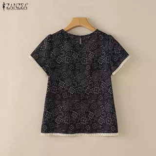 ZANZEA เสื้อเบลาส์คอกลมแขนสั้น สไตล์เกาหลี สำหรับใส่ทุกวัน