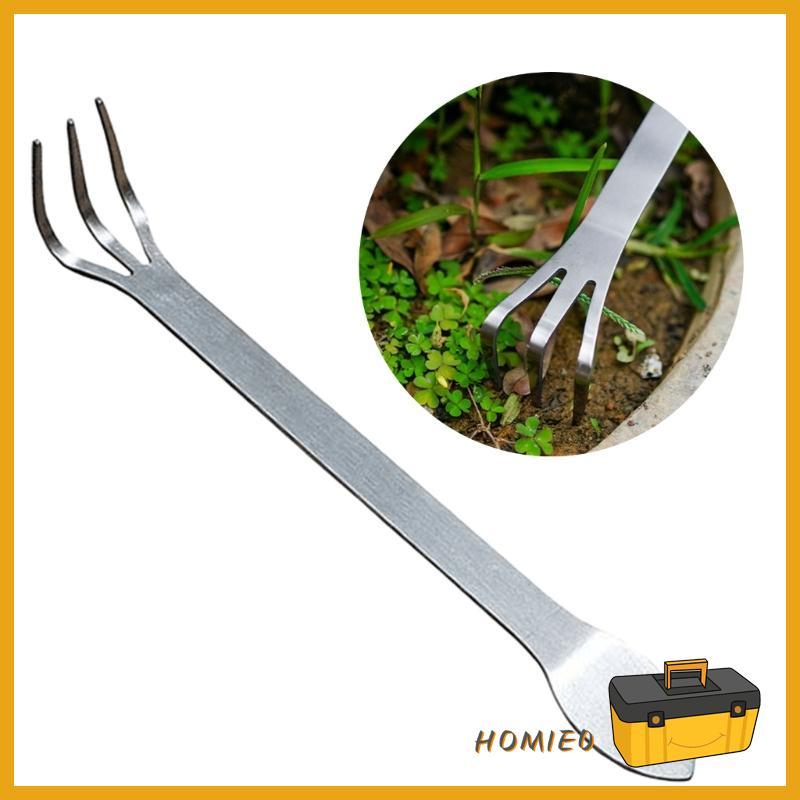 HOMIE0 1 2 ชิ้นมัลติฟังก์ชั่สแตนเลสบอนไซคราด 3 Prong Root Rakes สําหรับดินคลายและปลูก Garde