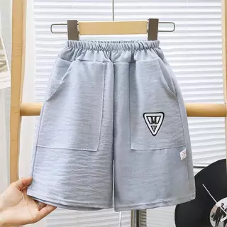 MooDeng Baby กางเกง เด็ก ชาย หญิง สีพาสเทล มีกระเป๋ากางเกง ผ้าโพลีเอสเตอร์ ขาสั้น เอวยางยืด