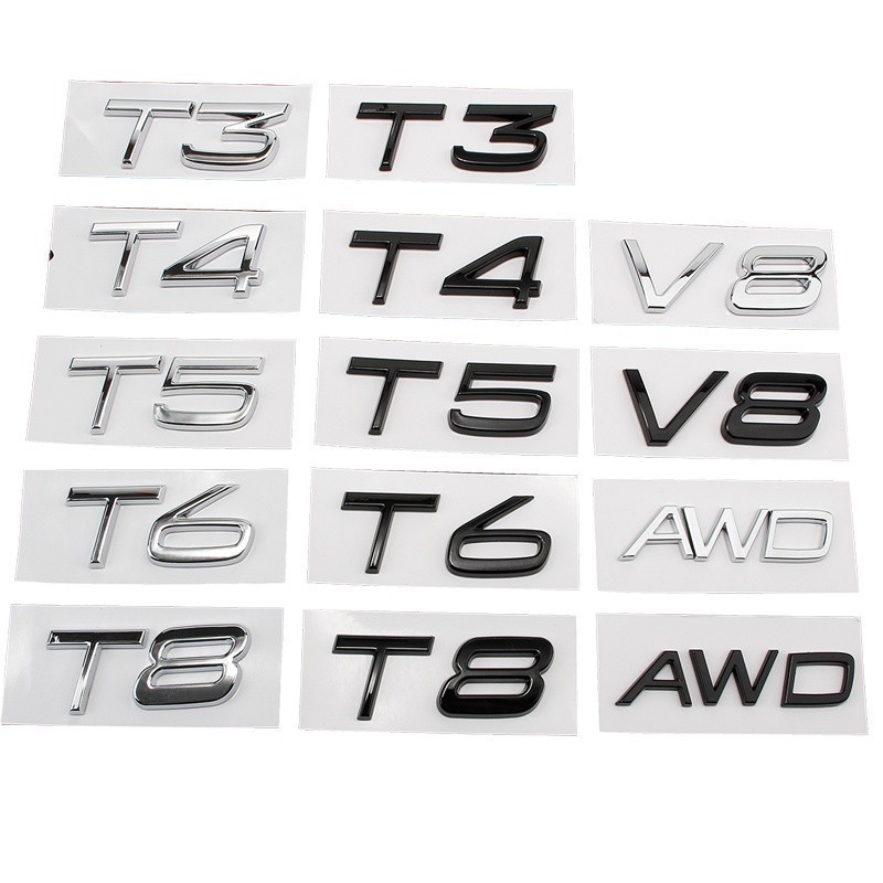 เหมาะสําหรับ VOLVO Original รถ Displacement โลโก้ T3 T4 T5 T6 T8 V8 ด้านหลังป้ายหาง AWD สติกเกอร์สีด