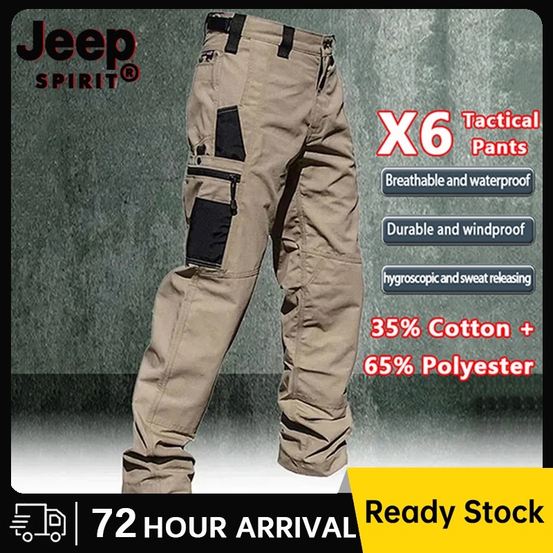 Jeep Spirit Multi Pocket Men's Black Military Tactical Casual Pants