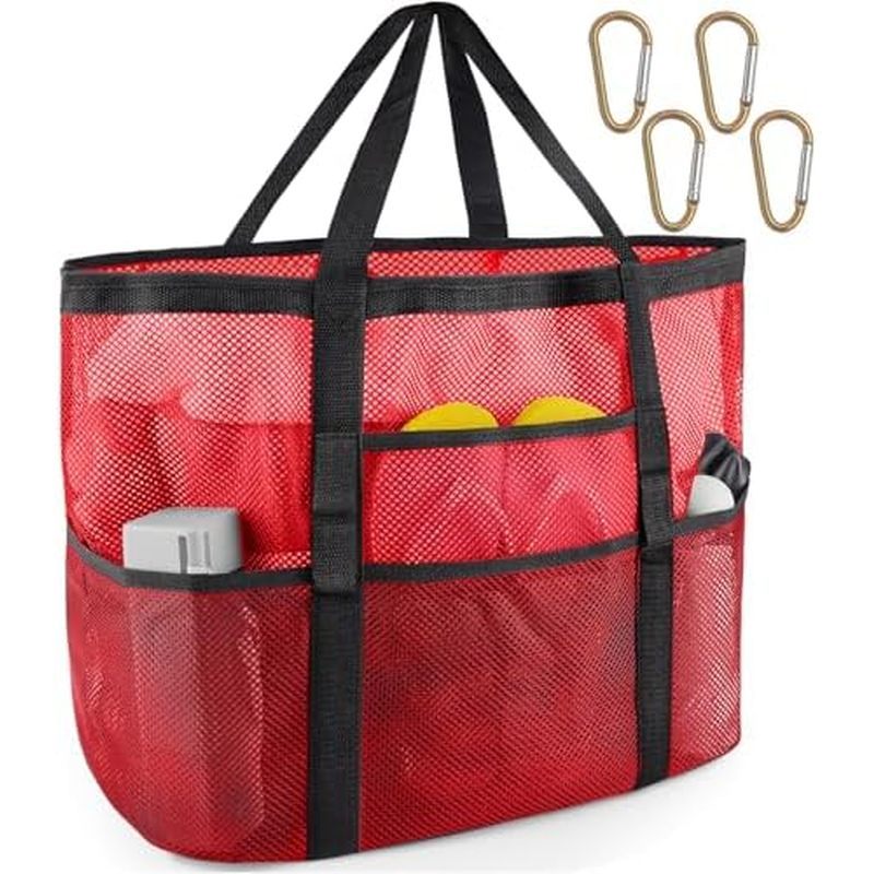 SRISE Mesh Beach Bag - Large Beach Tote Bag for Family Beach Bag for Toys & Vacation Essentials