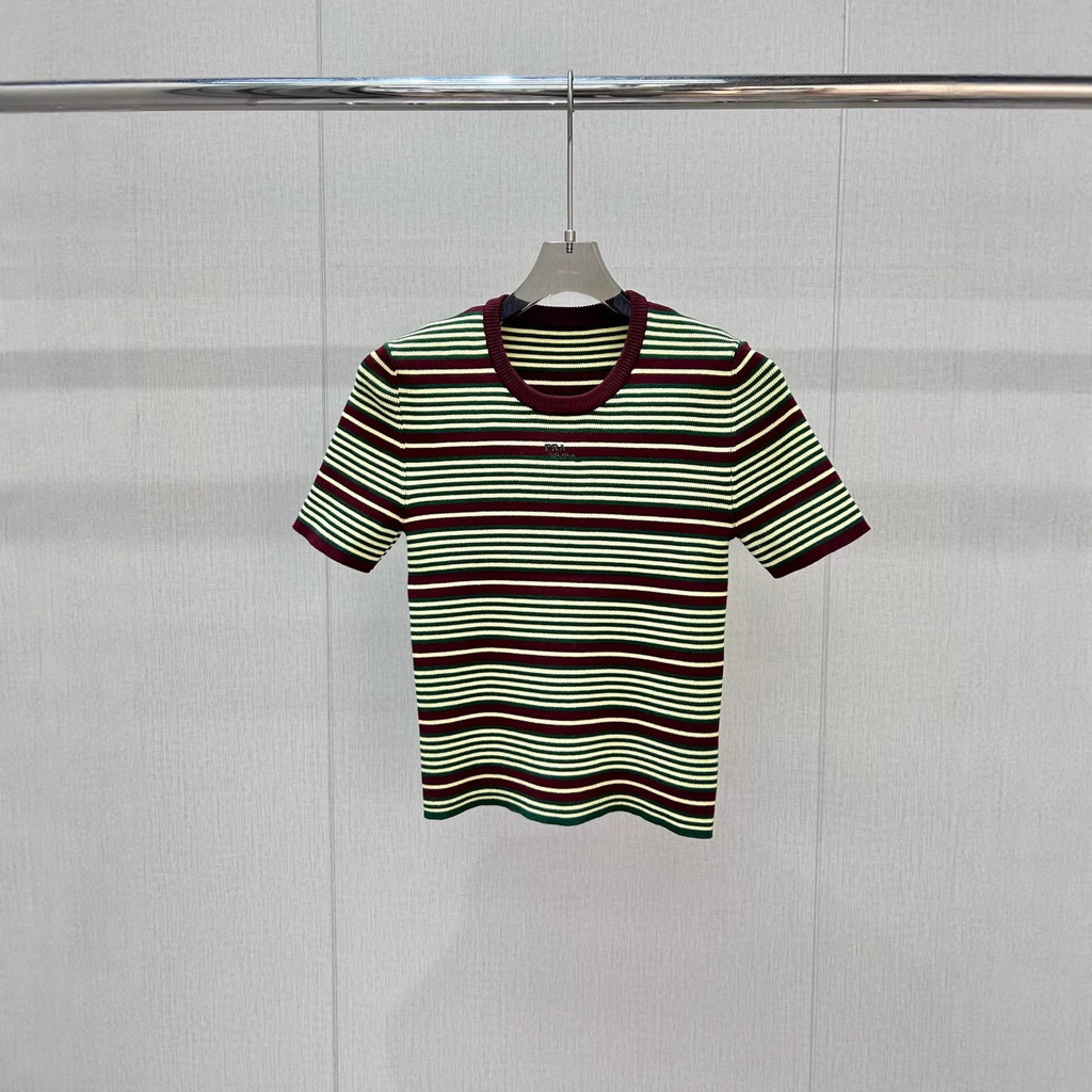 D2XK PD Women's Clothing2026Spring new casual style striped short-sleeve slim-fit versatile top for 