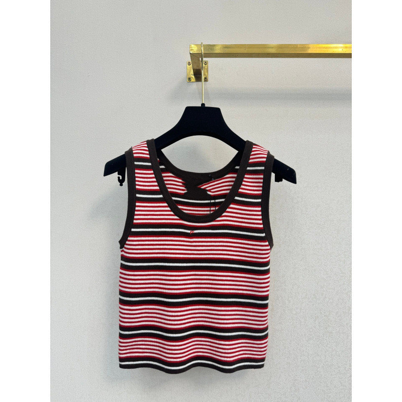 3OX7 PD Women's Clothing2026New blue and black striped sleeveless vest