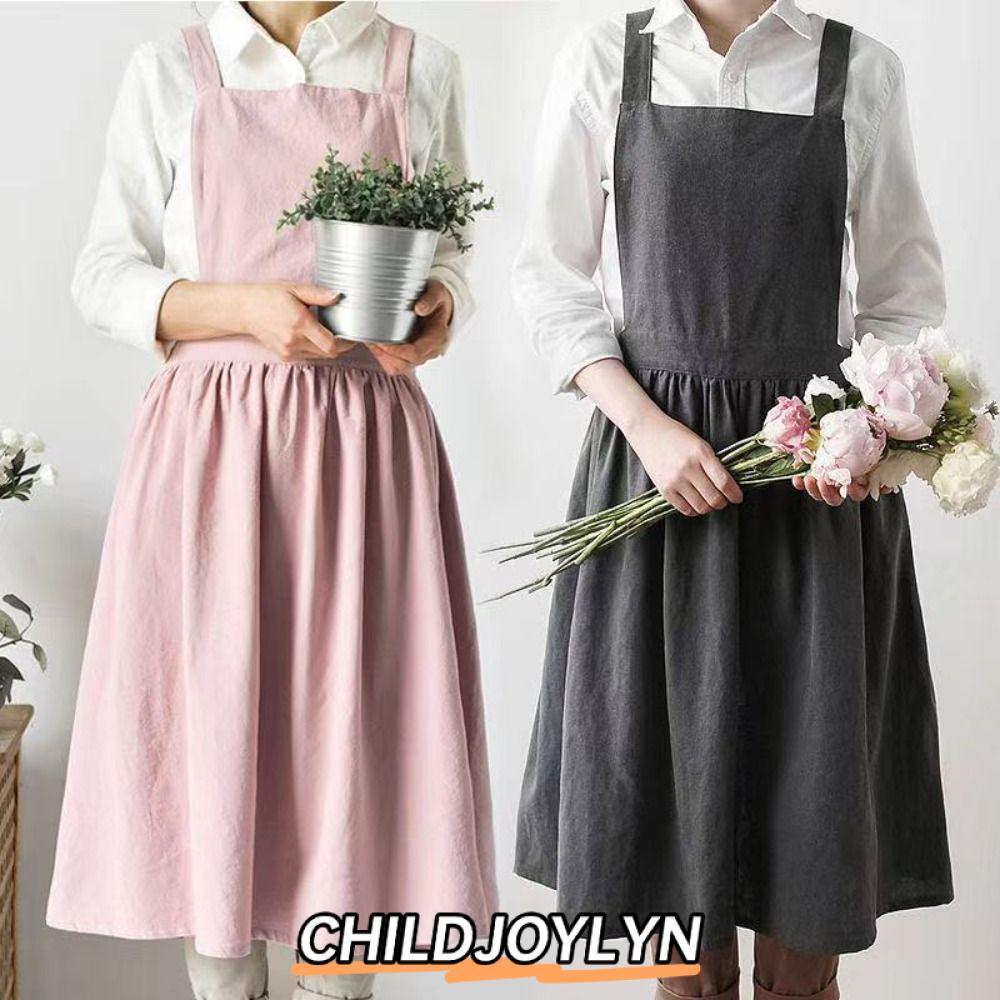 CHILDJOYLYN ผ้ากันเปื้อนฟลอริส, ผ้ากันเปื้อนลินินสไตล์เกาหลี, ผ้ากันเปื้อนครัวนอร์ดิก