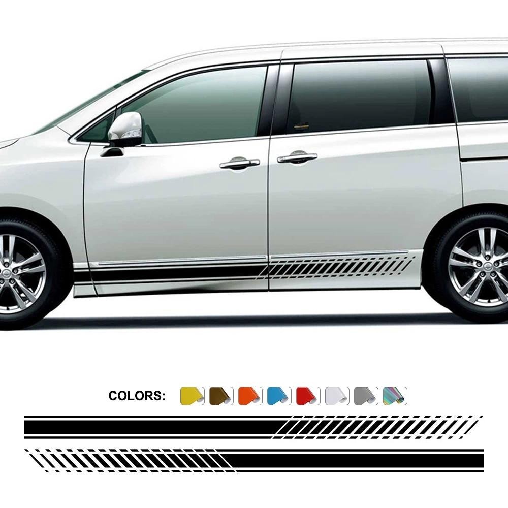 2PCS สติกเกอร์ประตูรถสําหรับ Nissan Elgrand E50 E51 E52 2.5 3.5 ส่วน Camper Van Stripes กราฟิกปรับแต