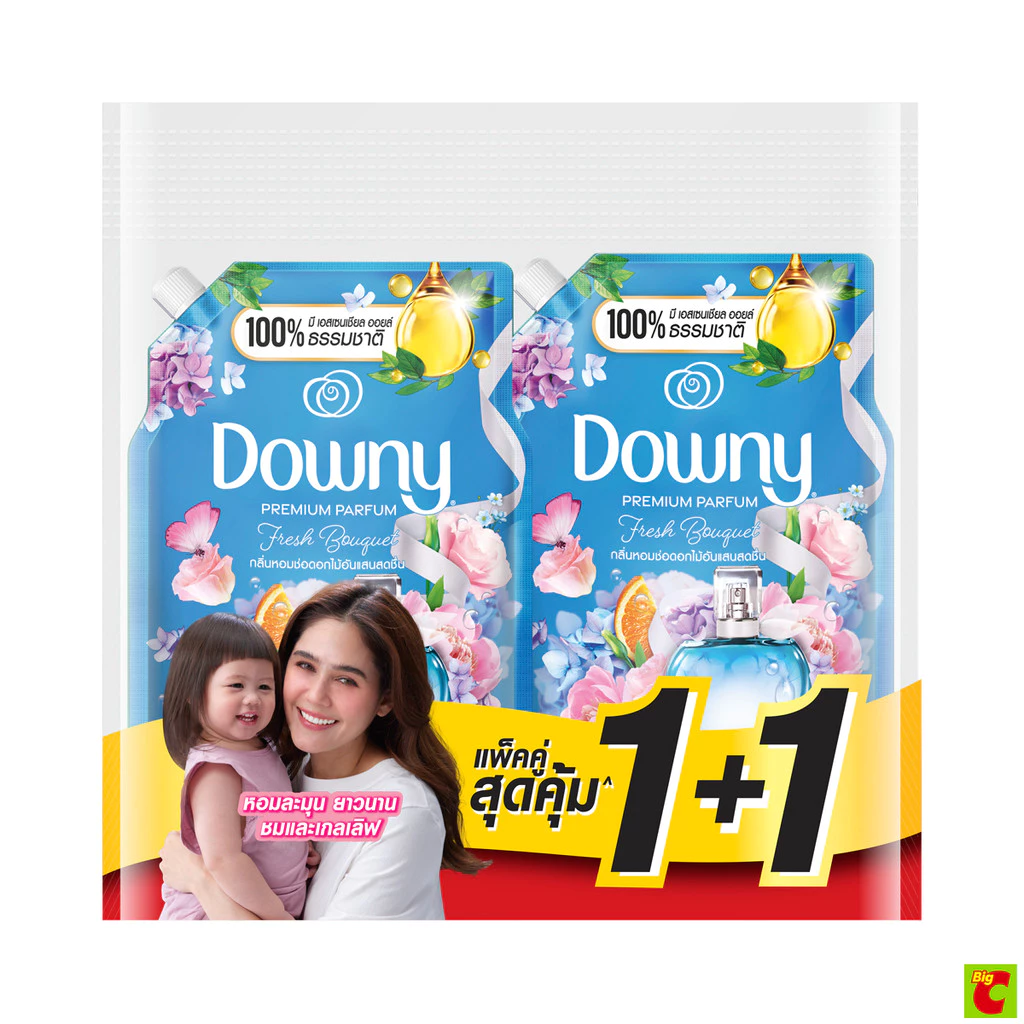ดาวน์นี่ น้ำยาปรับผ้านุ่ม พรีเมียม เพอร์ฟูม กลิ่นหอมช่อดอกไม้อันแสนสดชื่น 950 มล. แพ็ค 1+1