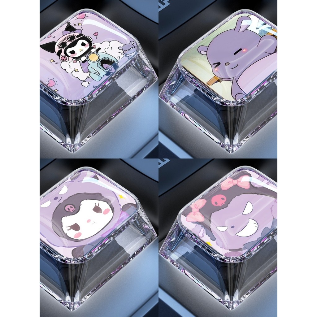 keycap ใส คีย์แคป Ctrl Keycap การ์ตูนเดี่ยวน่ารัก Fn Kuromi Alt Cross Axis Mechanical Keyboard 1.25 