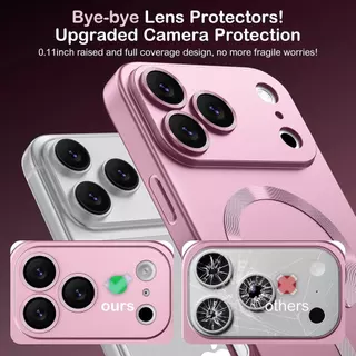 แม่เหล็กสําหรับ iPhone 17 Air 16 15 14 13 12 11 Pro Max 7 8 Plus XS MAX SE กรณี [ป้องกันกล้องเต็มรูปแบบ] น่ารัก Slim กันกระแทกกันชน Matte Metallic Lustre เคสโทรศัพท์