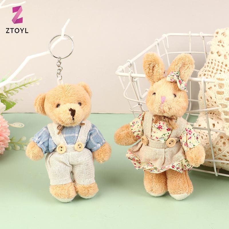 [ZTO-t] น่ารักสวมใส่เสื้อผ้าหมีของเล่นตุ๊กตาการ์ตูนกระต่ายจี้นุ่มยัดตุ๊กตาพวงกุญแจ Bapa กระเป๋ารถ Key Ring Decor ของขวัญสําหรับเด็ก
