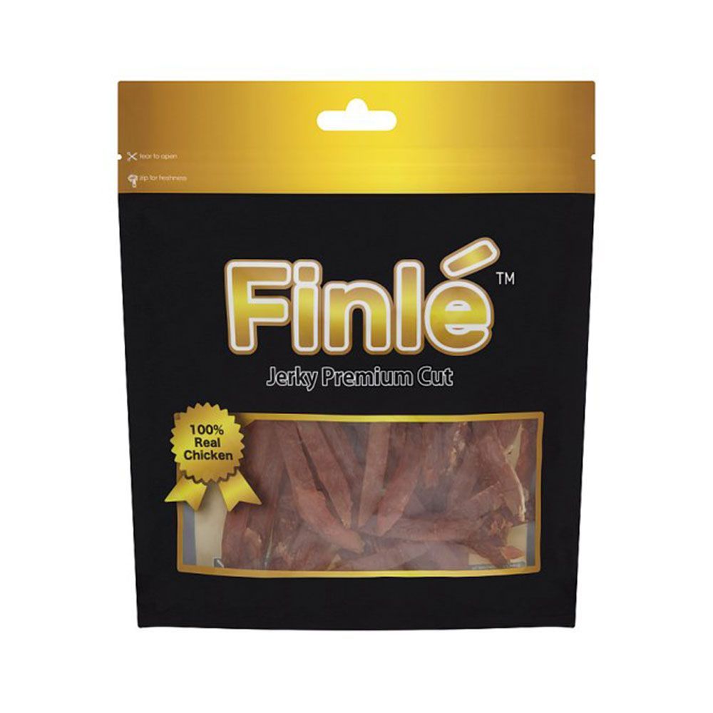 ฟินเล สันในไก่อบแห้งนุ่มสไลด์เส้น 200ก. FINLE CHICKEN JERKY SOFT 200G.