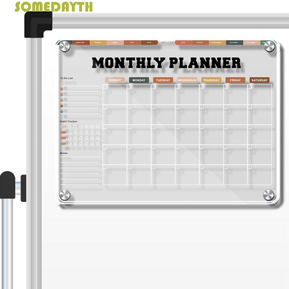 SOMEDAY Magnetic Acrylic Weekly Planner, โปร่งใส 3D Erasable Memo Board, ข้อความ Pad ตู้เย็นแม่เหล็ก
