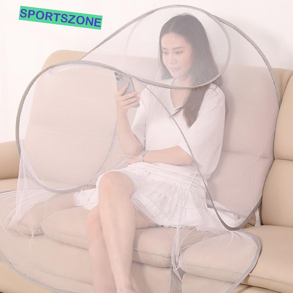 SPORTSZONE มุ้งกันยุงหัวหน้า, ตาข่ายกันยุงตาข่ายหนาแน่นสูงแบบพับได้, สะดวกปรับระบายอากาศไม่มีการติดตั้งตาข่ายนอนแคมป์ปิ้ง