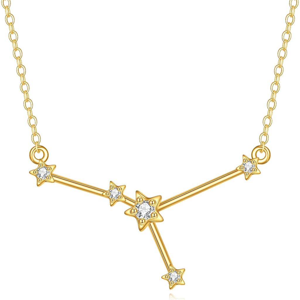 KECHO 14K สร้อยคอราศีทองแท้ Constellation จี้ 14K เครื่องประดับทองของขวัญสําหรับผู้หญิง