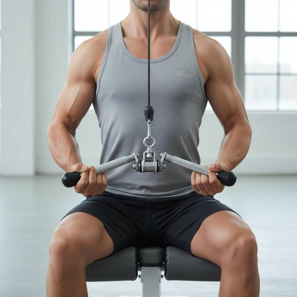 การออกแบบตามหลักสรีรศาสตร์ V-Bar Pulldown Handle Non-Slip Grip Straight-Bar Row Attachment Heavy Dut