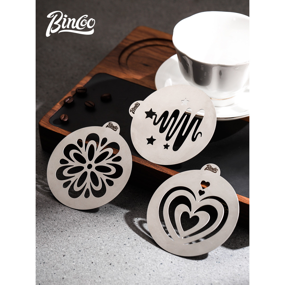 Bincoo Latte Stainless Steel Latte Artifact รูปแบบ Jacquard แฟนซีอิตาเลี่ยน Matcha Coffee Latte Mold