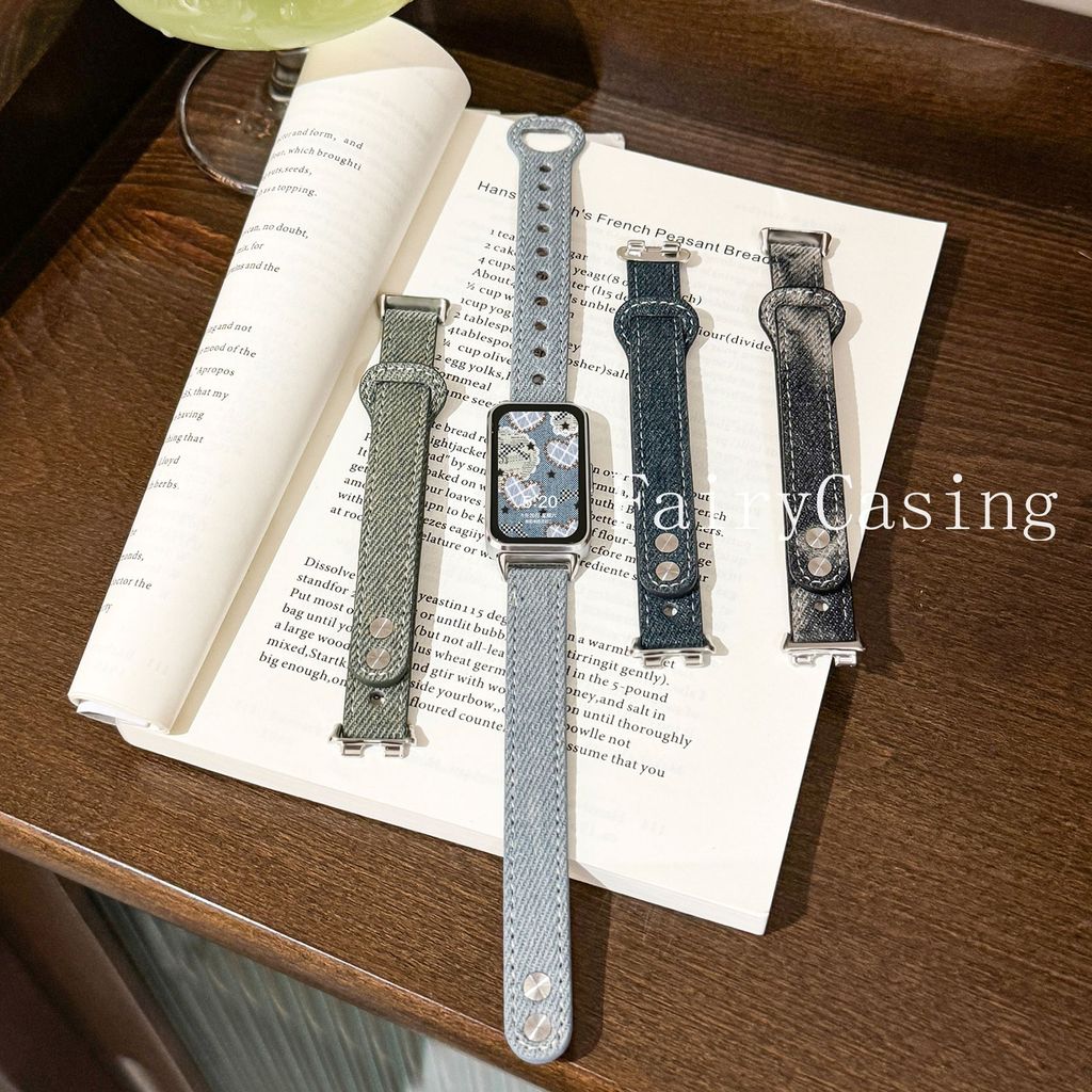 สายหนังผ้ายีนส์สําหรับ Huawei Band 11 Pro 10 9 8 สายนาฬิกาสําหรับ Huawei Watch Fit 3 4 สายรัดข้อมือ Repalcement