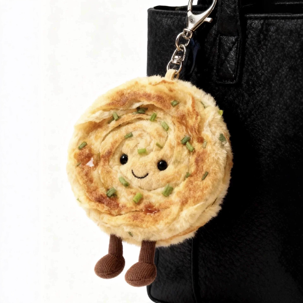 น่ารัก Scallion Pancake Plush จี้สร้างสรรค์กระเป๋าจี้พวงกุญแจอาหารของเล่นตุ๊กตาวันหยุดของขวัญ