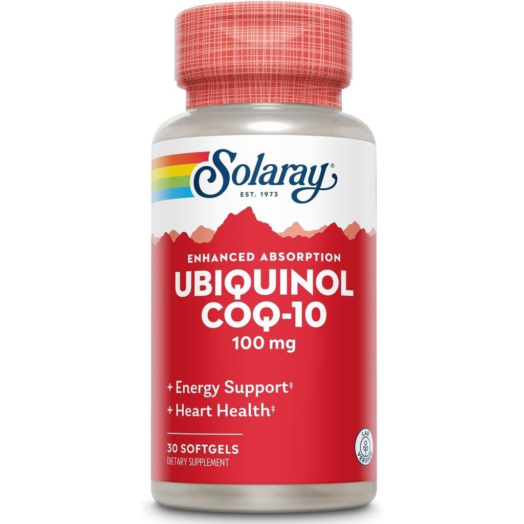 Solaray Ubiquinol CoQ-10 100mg Enhanced Absorption Softgels - Ubiquinol CoQ10 อาหารเสริมสําหรับผู้ชา