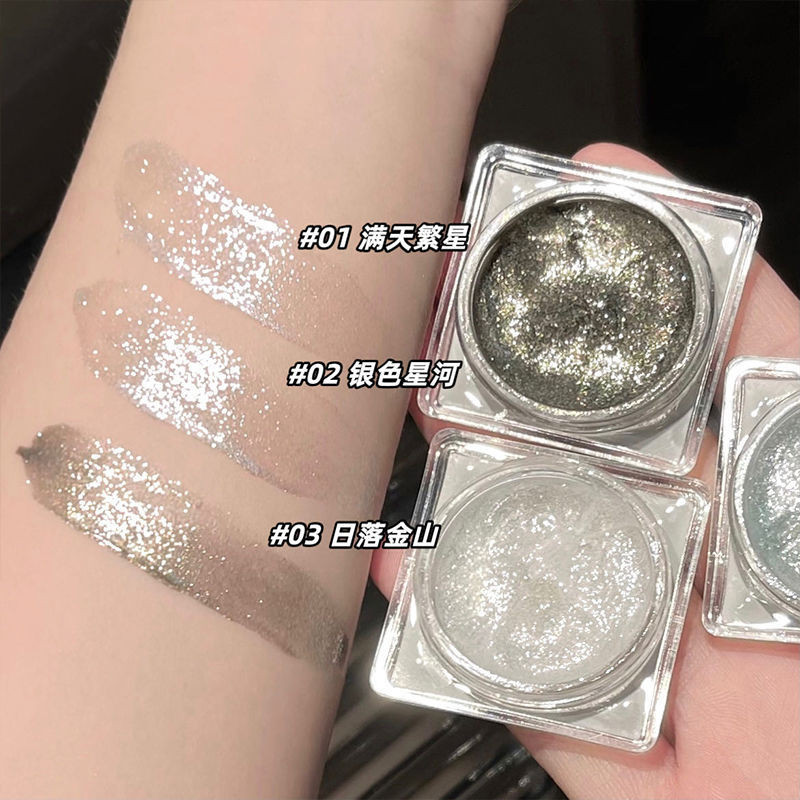 【ks0652.th】 爆闪破碎牛郎眼影珠光提亮高光偏光烟熏啫喱亮晶晶单色亮片眼影盘Explode e bron cowherd ee shadow, brighten e pearl, highli