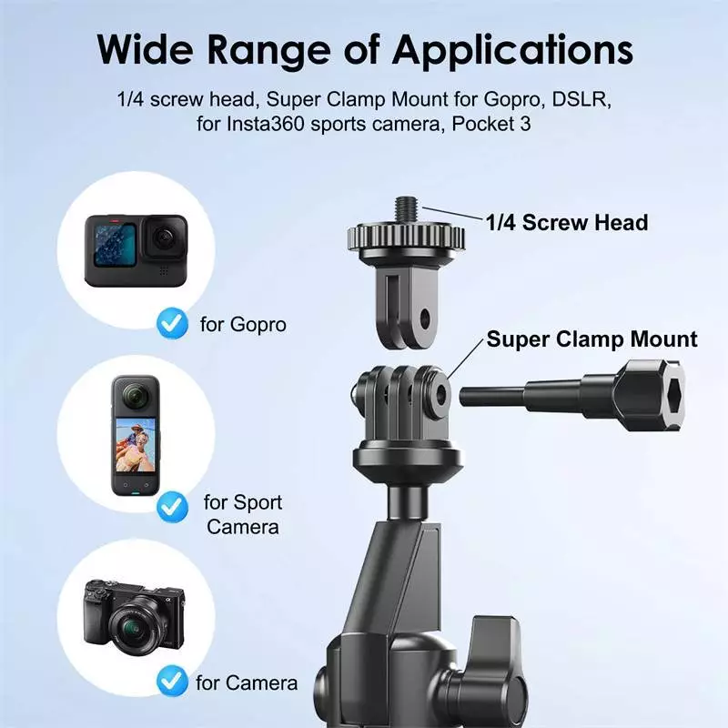 ที่ยึดแฮนด์จักรยานมอเตอร์ไซค์สำหรับ Insta 360 X2 X3 X4 / GoPro 12 11 10 / DJI thumbnail 4