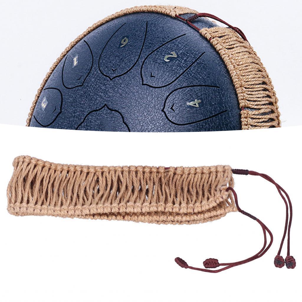 Mingzhe HANDPAN ตกแต่งเชือกหวาย Elegant Weaving แหวนสําหรับเหล็กลิ้นกลองสีน้ําตาล