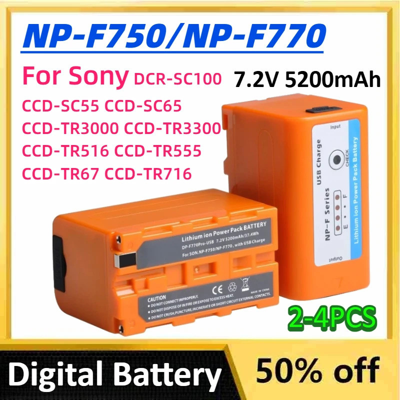 7.2V 5200mAh NP-F750 NP-F770 แบตเตอรี่สําหรับ Sony DCR-SC100 CCD-SC55 CCD-SC65 CCD-TR3000 CCD-TR3300
