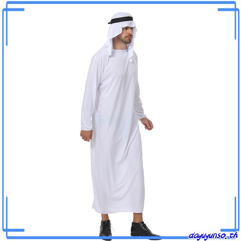 ผู้ใหญ่ Sheik ชุดแฟนซีเครื่องแต่งกายผู้ชายสไตล์อิสลาม Robe ฮาโลวีนตลก Tycoon ชุดคอสเพลย์ Party Carni