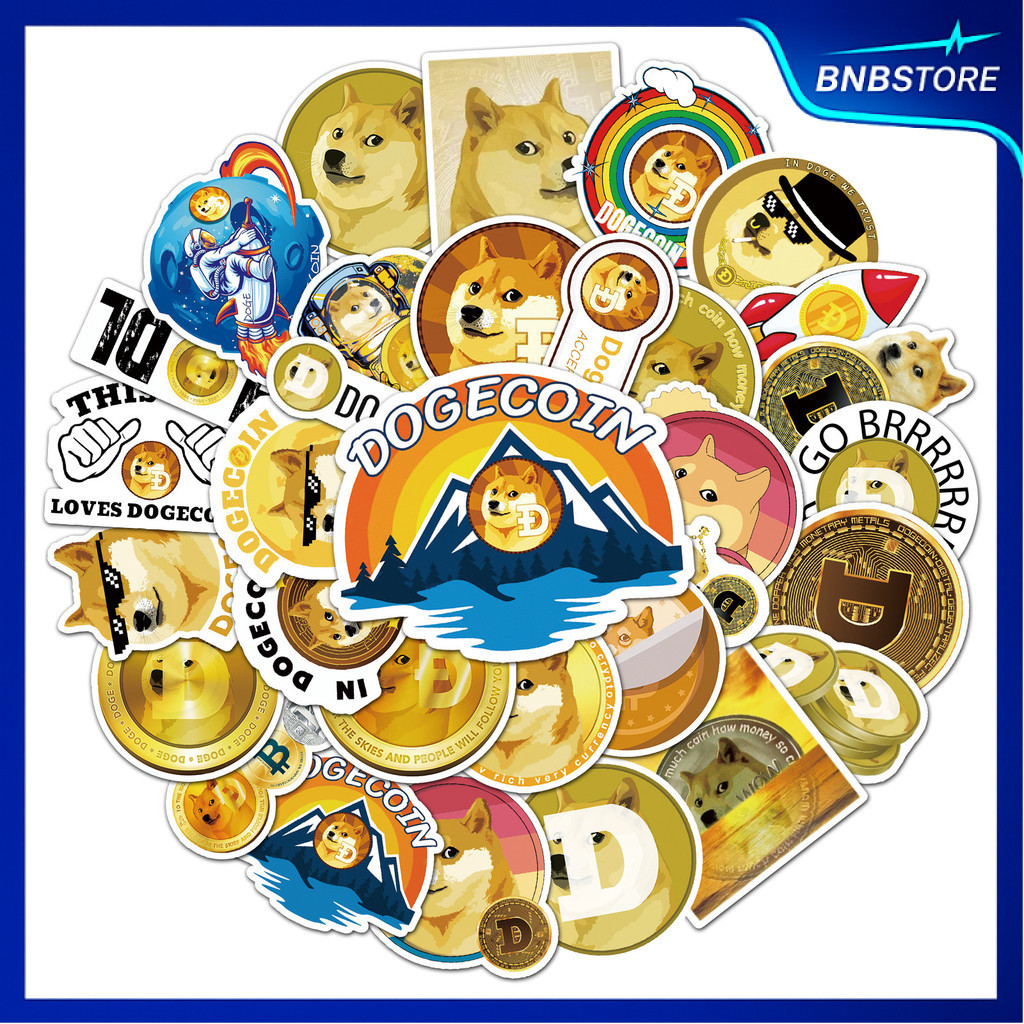 🍀ส่งจากไทย🍀 50แผ่น สติกเกอร์ เหรียญ Dogecoin Cryptocurrency Sticker พร้อมส่ง