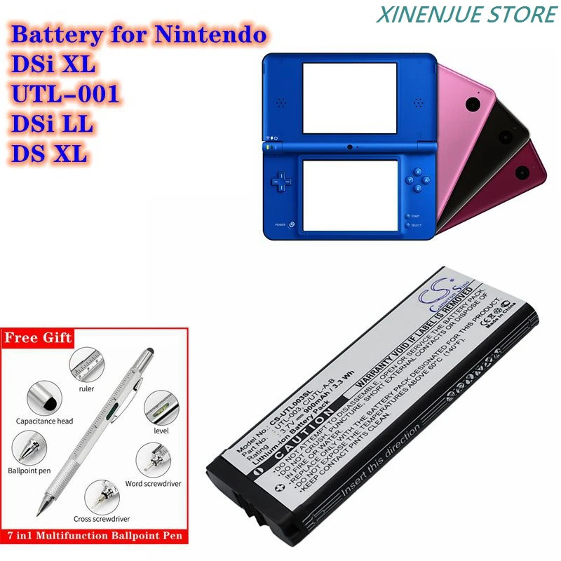 แบตเตอรี่คอนโซลเกม 3.7V/900mAh UTL-003 สําหรับ Nintendo DS XL, DSi LL, DSi XL, UTL-001