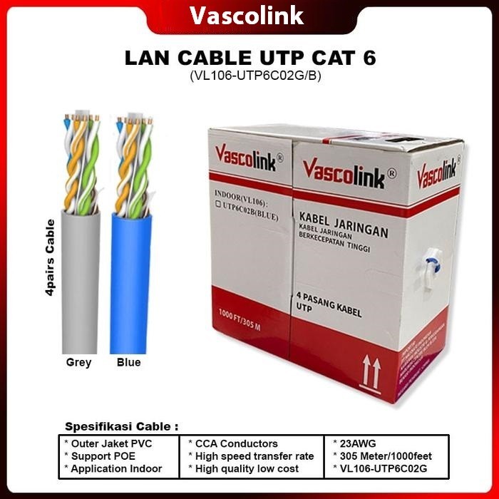 Vascolink Lan Cable Utp Cable เครือข่ายอินเทอร์เน็ต Cat 6 Cat 6e Cat6 Cat6e Meter