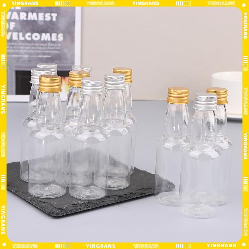 [yingrans] 10 ชิ้น 50 มิลลิลิตร Mini Clear PET รีฟิลขวดไวน์ขนาดเล็กสําหรับงานแต่งงานขวดเหล้าพร้อมฝาปิดสกรูป้องกันการรั่ว TH
