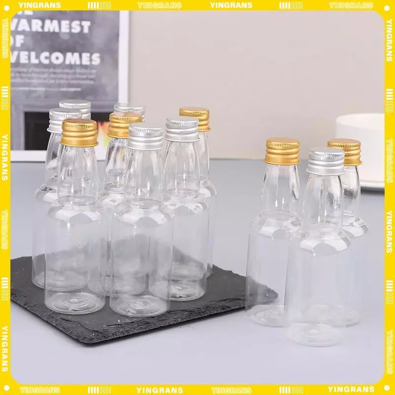 [yingrans] 10 ชิ้น 50 มิลลิลิตร Mini Clear PET รีฟิลขวดไวน์ขนาดเล็กสําหรับงานแต่งงานขวดเหล้าพร้อมฝาปิดสกรูป้องกันการรั่ว TH