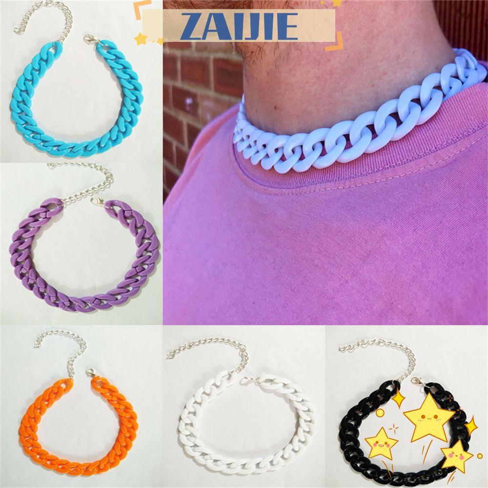 ZAIJIE สร้อยคอโซ่ Bohemian Chunky Chain Hip Hop Gothic Rock Hip Hop