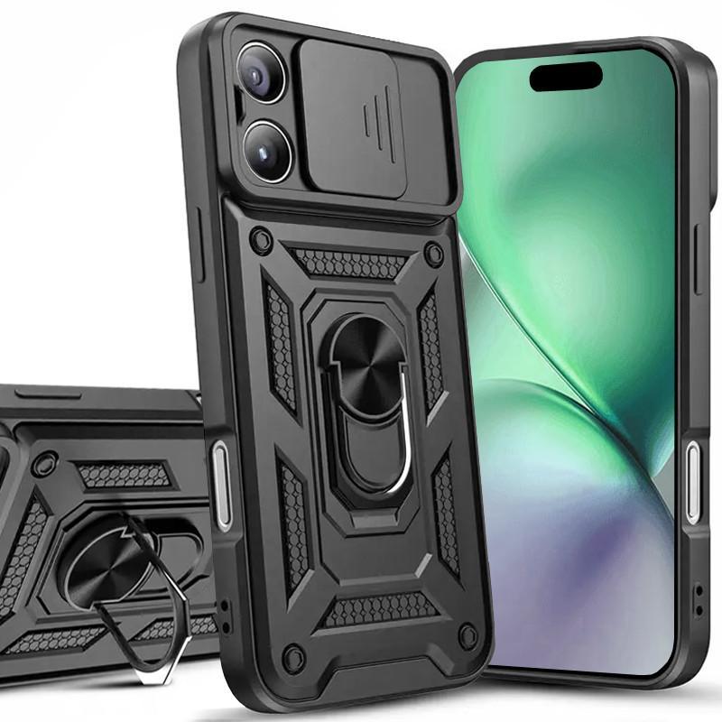 กันกระแทกหนักเคสโทรศัพท์พร้อมขาตั้งโลหะเหมาะสําหรับiPhone 17 Pro Max 16 Pro Max 15 Pro Maxเลนส์ป้องก