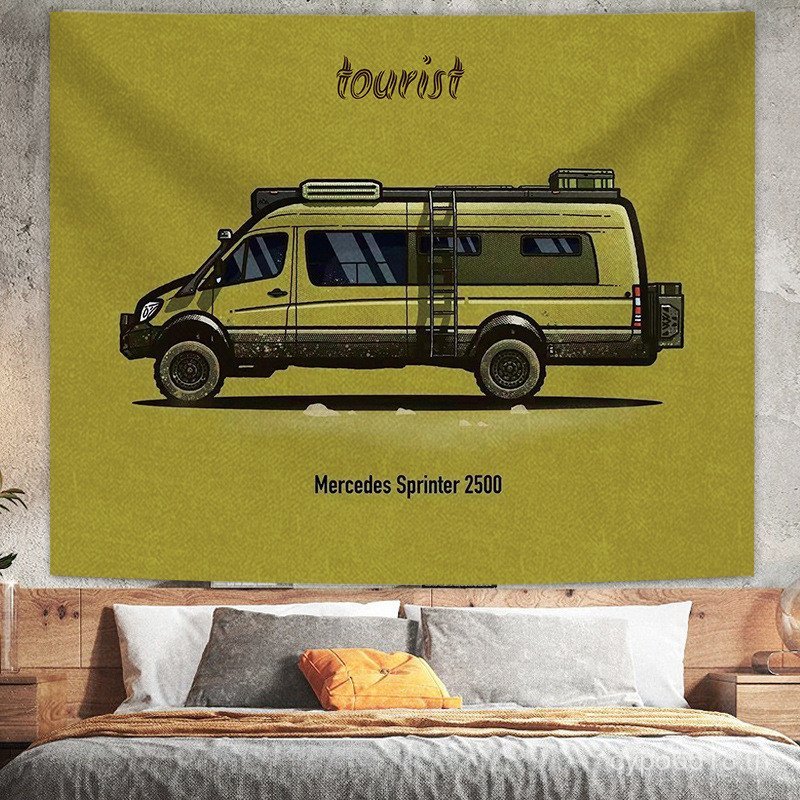 พื้นหลังการเดินทาง American Tapestry Adventure Wall Retro Tapestry ผ้าตกแต่งหอพักนักเรียน Camping Ro