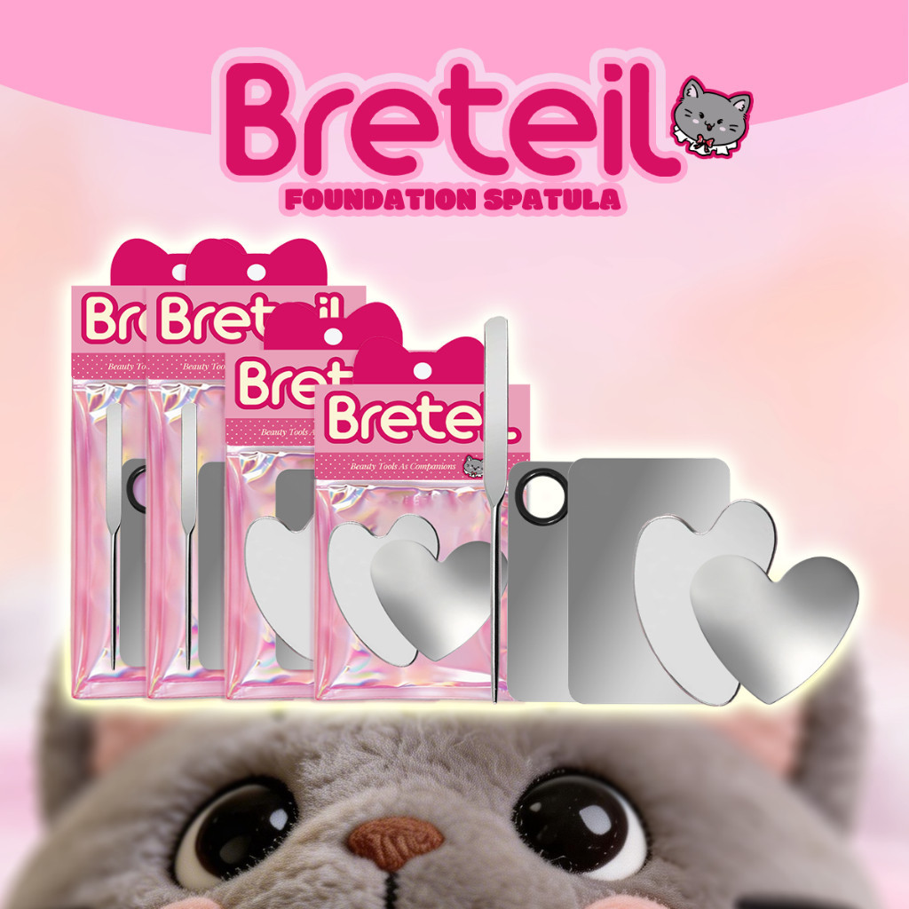 Breteil อุปกรณ์ปาดรองพื้น + พาเล็ตต์สี - ชุดอุปกรณ์แต่งหน้าสำหรับรองพื้นแบบพกพา เหมาะสำหรับการเดินทาง BR-F12