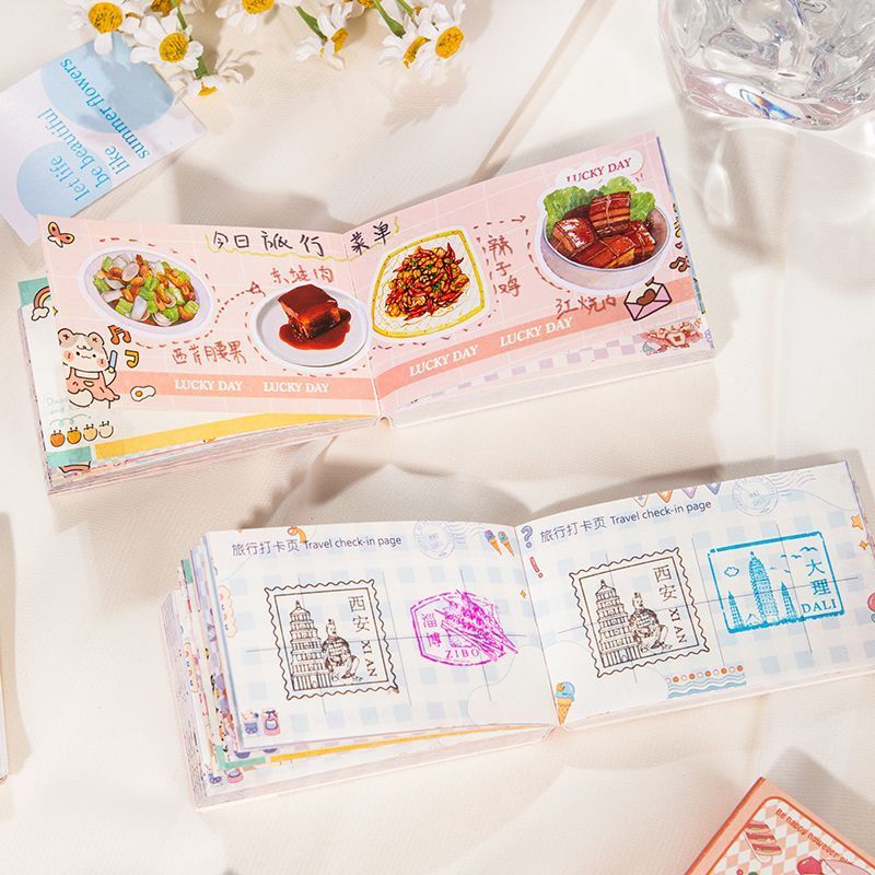 สิ่งที่ดีแนะนํา Travel Mini Clock-In Handbook Stamp Travel Recordbook Diary Notebook Notebook High-V