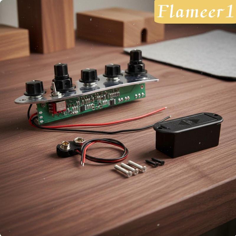 [เปลวไฟ1] 5-Knob Active Bass Preamp ติดตั้งง่าย Bass Preamp แผ่นควบคุมสําหรับ Luthiers