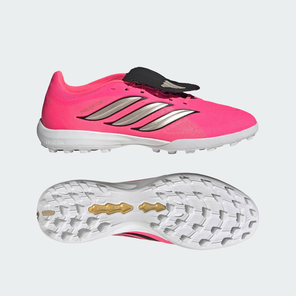 adidas ฟุตบอล รองเท้าฟุตบอล PREDATOR LEAGUE สำหรับสนามหญ้าเทียมพร้อมลิ้นรองเท้าแบบพับได้ Unisex สีชมพู IH7212
