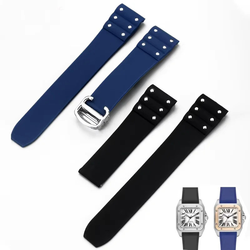 For Cartier Santos strap Silicone bracelet High quality Rubber watchband for Waterproof rubber band 