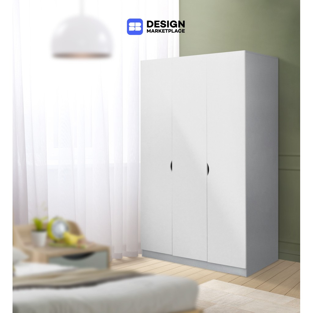 SB Design Square ตู้เสื้อผ้าบานเปิด ขนาด 120 ซม. รุ่น Preem สีขาว (120x60x200 ซม.)  แบรนด์ KONCEPT FURNITURE