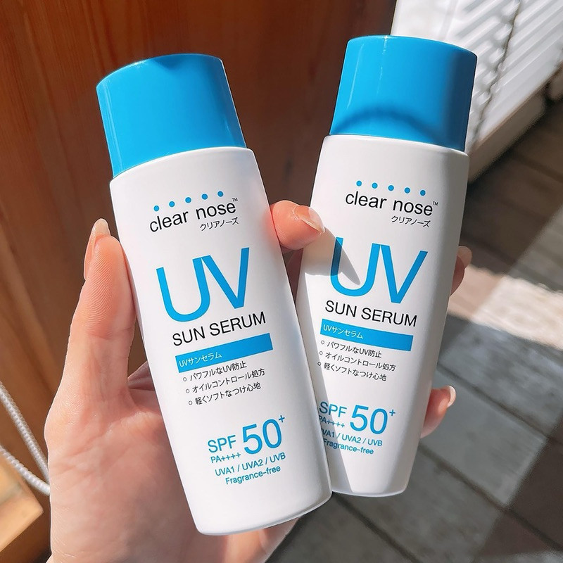 Clear Nose UV Sun Serum SPF50+PA+++ ครีมกันแดดบํารุงผิวหน้า, UVA/UVB Protection, 80ml, Non-Sticky, Oil-Control, Non-Clogging, Acne-