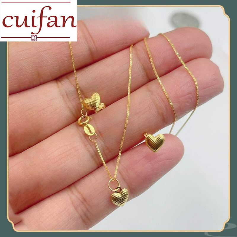 COD original 18k Saudi Gold pawnable Nasasangla 99.99% ต่างหูและสร้อยคอรูปหัวใจสําหรับผู้หญิงของขวัญ