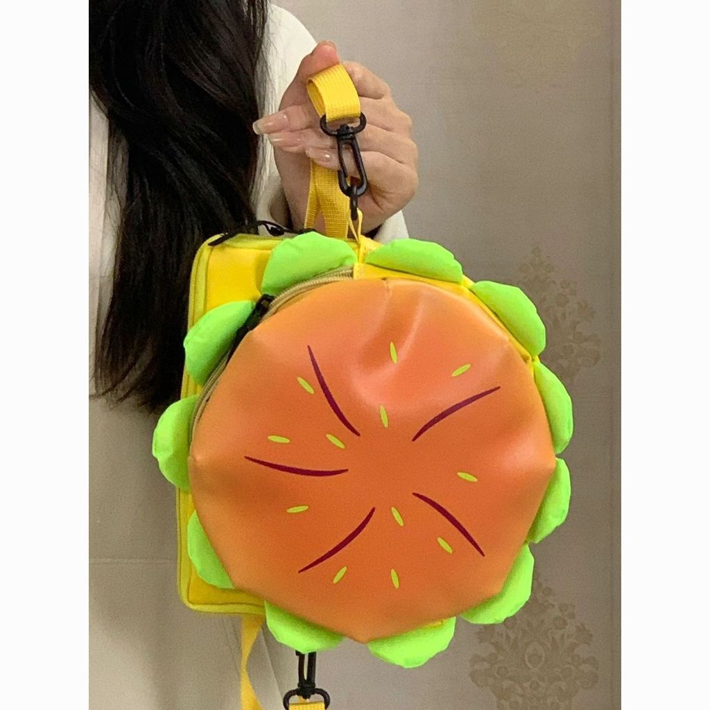 Burger Messenger Bag สนุกสไตล์เดียวกันชีสสามมิติ Burger Messenger กระเป๋าสาวน่ารัก All-Match ตลก Sho