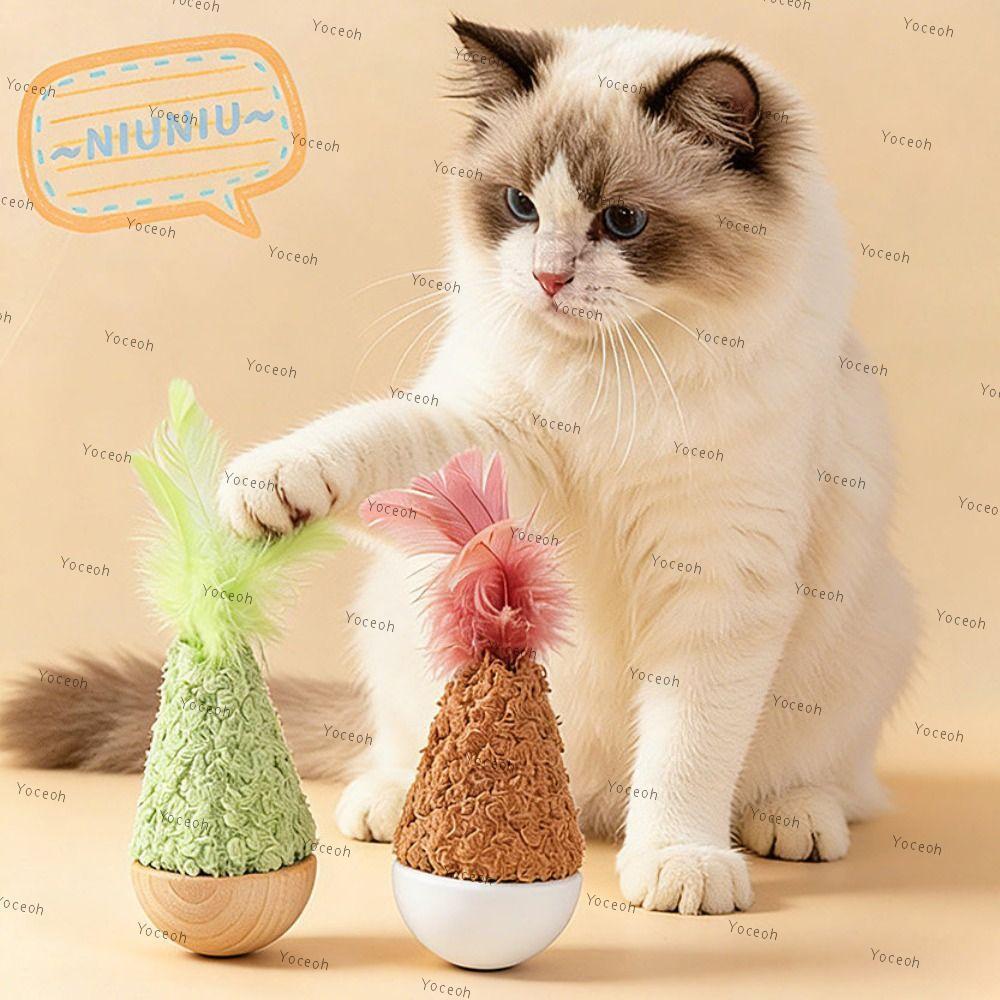 YOCEOH Tumbler Wobbler ของเล่น, Feather Wobbler Design Interactive ของเล่นแมว, Creative Non-Lasting 