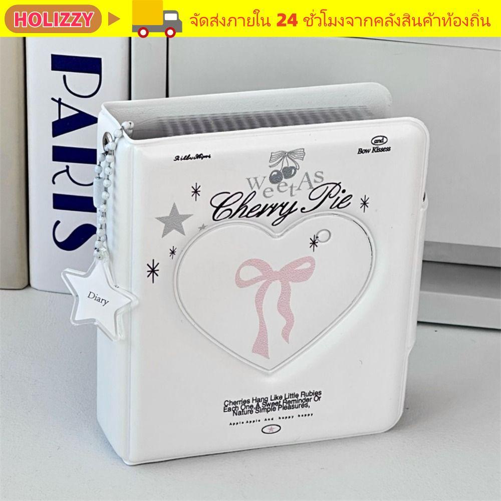 HOLIZZY Photocard Binder, PVC 3 นิ้ว Mini Card Album, Love Bow Pudding puppy พร้อมอัลบั้มการ์ดสะสมหน้าภายใน 16 หน้า