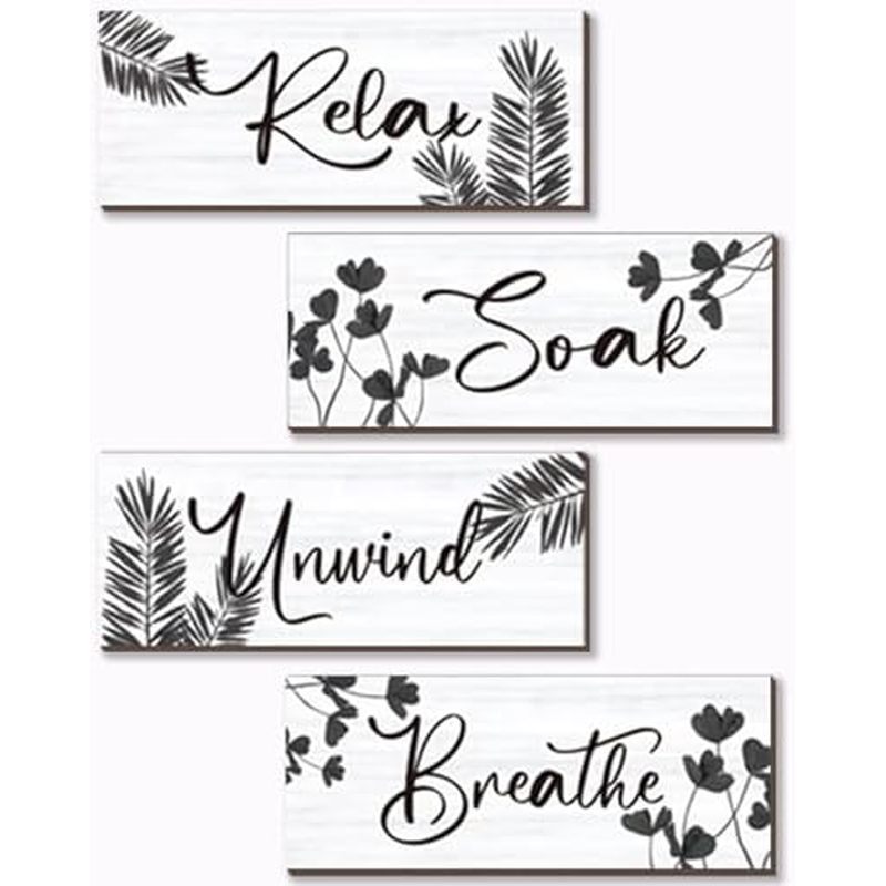 Bathroom Word Decors Unwind Soak สีเขียว Leave Rustic Office rench Wall สําหรับห้องนอน Vintage Decoo