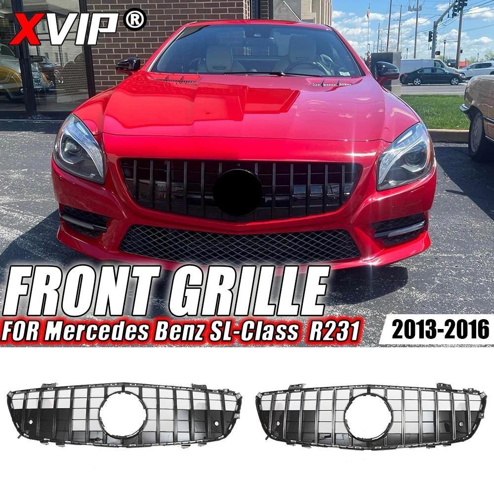 XPVV Chrome สีดําเพชรสไตล์ด้านหน้า Racing Grille สําหรับ Mercedes Benz SL R231 2013-16 SL350 SL400 S