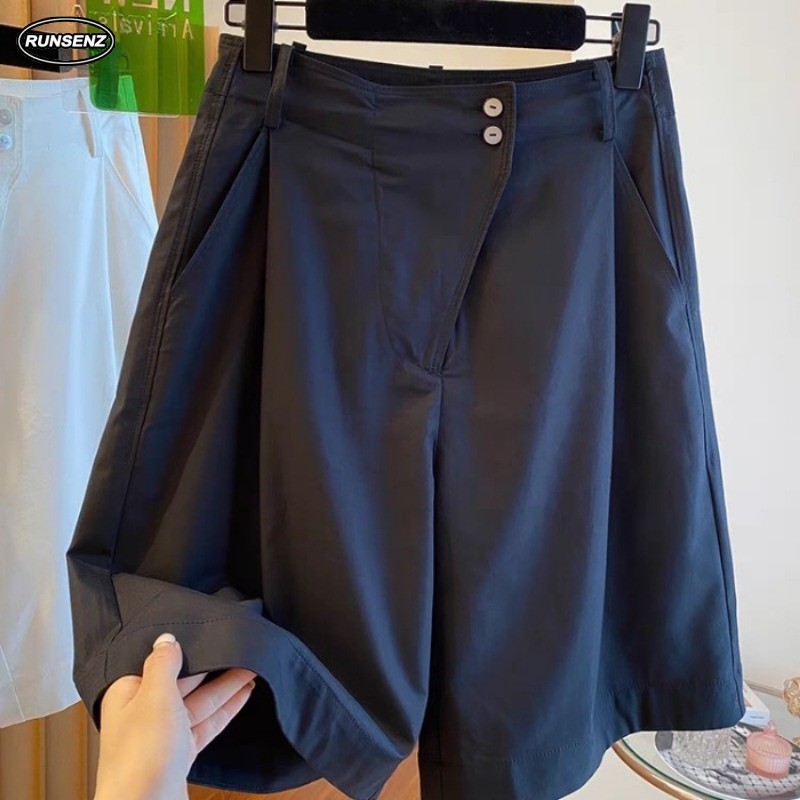 ยีนส์ขากว้างสำหรับผู้หญิง ไซส์ M-4XL มีปุ่มตกแต่ง